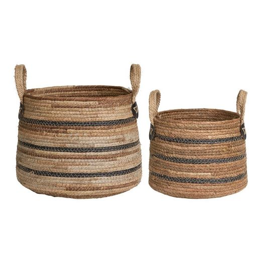 Set di 2 cesti, 39 x 39 x 28,5 cm, in foglia di banana multicolore | Collezione Erba