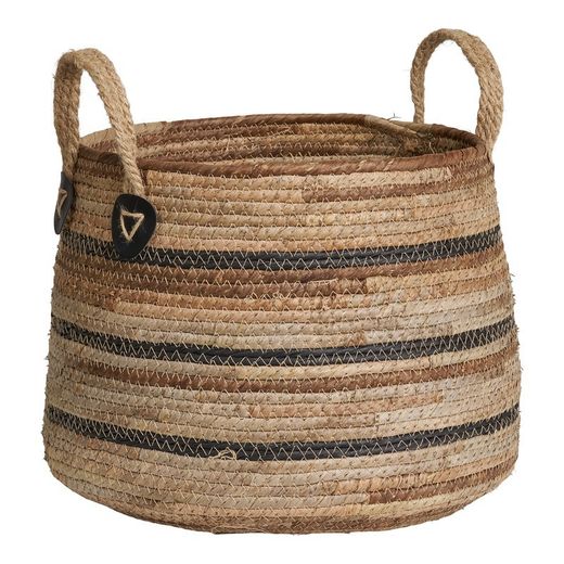 Set di 2 cesti, 39 x 39 x 28,5 cm, in foglia di banana multicolore | Collezione Erba