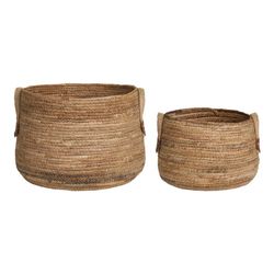 Set di 2 cesti, 39 x 39 x 28,5 cm, in foglia di banana naturale | Collezione Aosta