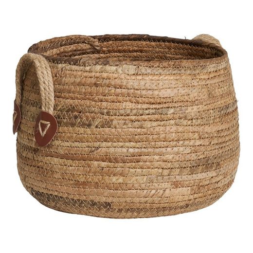 Set di 2 cesti, 39 x 39 x 28,5 cm, in foglia di banana naturale | Collezione Aosta