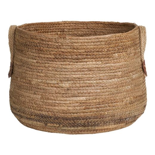 Set di 2 cesti, 39 x 39 x 28,5 cm, in foglia di banana naturale | Collezione Aosta