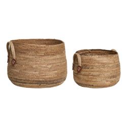 Set di 2 cesti, 39 x 39 x 28,5 cm, in foglia di banana naturale | Collezione Aosta