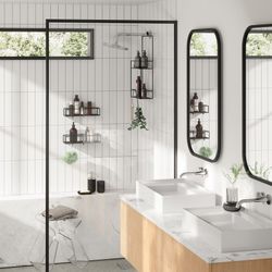 Set de 2 estantes, 32 x 12 x 6 cm, de acero en negro | Colección Cubiko