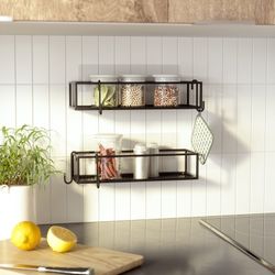 Set de 2 estantes, 32 x 12 x 6 cm, de acero en negro | Colección Cubiko