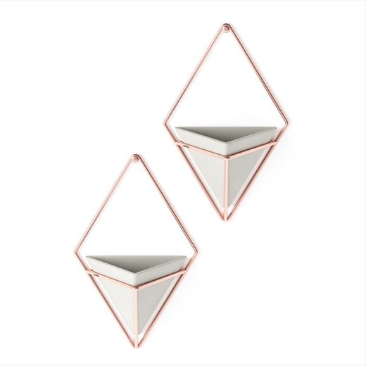 Set di 2 vasi da parete, 11 x 7 x 19 cm, in resina grigia | Collezione Trigg