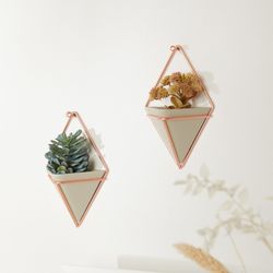 Set di 2 vasi da parete, 11 x 7 x 19 cm, in resina grigia | Collezione Trigg