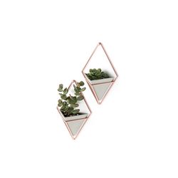 Set di 2 vasi da parete, 11 x 7 x 19 cm, in resina grigia | Collezione Trigg