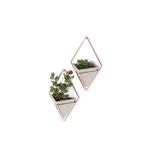 Set di 2 vasi da parete, 11 x 7 x 19 cm, in resina grigia | Collezione Trigg