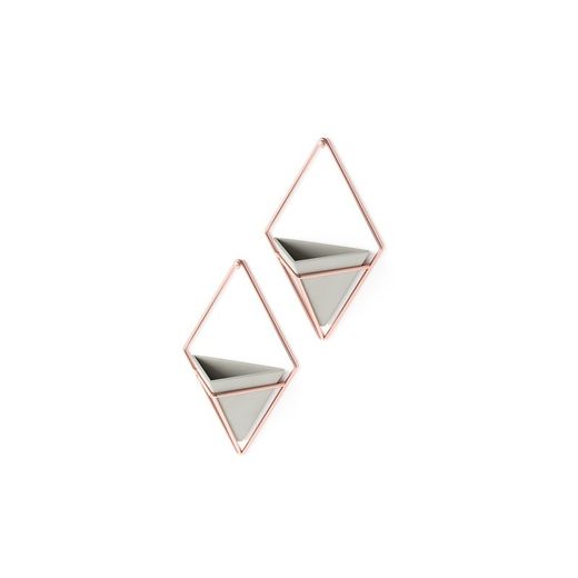 Set di 2 vasi da parete, 11 x 7 x 19 cm, in resina grigia | Collezione Trigg
