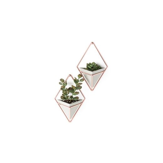 Set di 2 vasi da parete, 11 x 7 x 19 cm, in resina grigia | Collezione Trigg