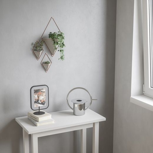 Set di 2 vasi da parete, 11 x 7 x 19 cm, in resina grigia | Collezione Trigg