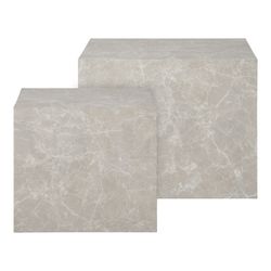 Set di 2 tavolini da salotto, 50 x 50 x 40 cm, in legno effetto marmo beige | Collezione Prague