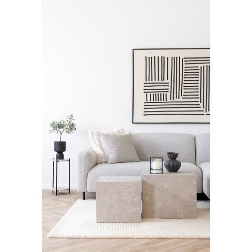 Set di 2 tavolini da salotto, 50 x 50 x 40 cm, in legno effetto marmo beige | Collezione Prague