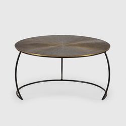 Set di 2 tavolini da salotto, 70-54 x 70-54 x 38-34 cm, in metallo con finitura oro antico | Collezione Selene