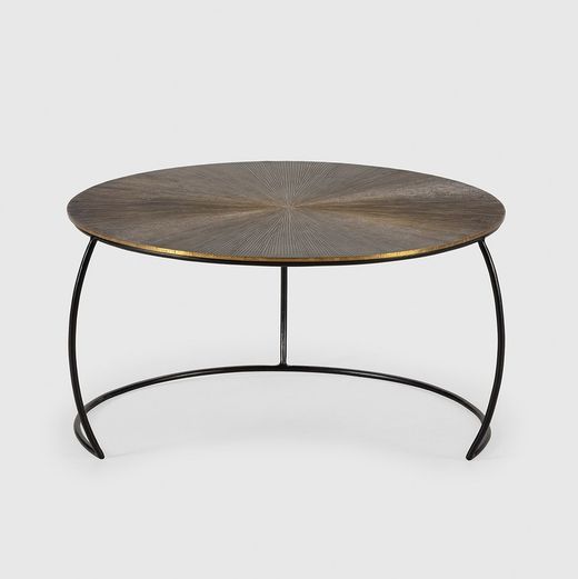 Set di 2 tavolini da salotto, 70-54 x 70-54 x 38-34 cm, in metallo con finitura oro antico | Collezione Selene