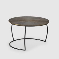 Set di 2 tavolini da salotto, 70-54 x 70-54 x 38-34 cm, in metallo con finitura oro antico | Collezione Selene
