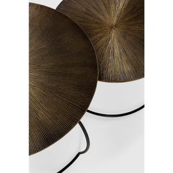 Set di 2 tavolini da salotto, 70-54 x 70-54 x 38-34 cm, in metallo con finitura oro antico | Collezione Selene