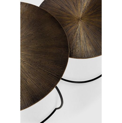 Set di 2 tavolini da salotto, 70-54 x 70-54 x 38-34 cm, in metallo con finitura oro antico | Collezione Selene
