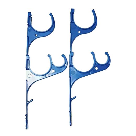 Set von 2 Kokido-Stangenhaltern aus blauem PVC, inklusive Schrauben