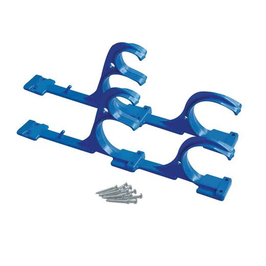 Set von 2 Kokido-Stangenhaltern aus blauem PVC, inklusive Schrauben