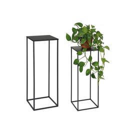 Set di 2 supporti per vasi in metallo nero | Collezione Garden