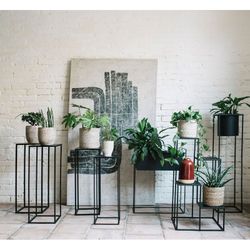 Set di 2 supporti per vasi in metallo nero | Collezione Garden