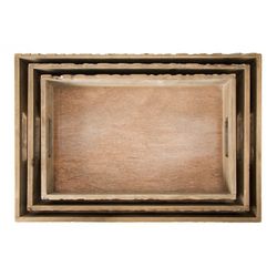 Set di 3 vassoi in legno, 45,5 x 31 x 6 cm