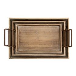 Set di 3 vassoi, 54 x 34 x 10 cm, in legno