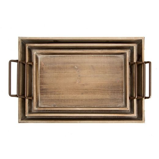 Set di 3 vassoi, 54 x 34 x 10 cm, in legno