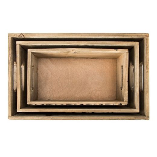 Set de 3 cajas, 40 x 24 x 12 cm, de madera