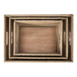 Set di 3 scatole in legno, 45,5 x 31 x 18 cm