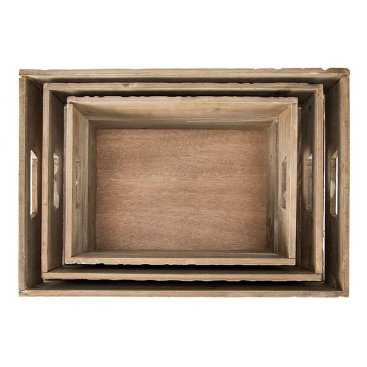 Set di 3 scatole in legno, 45,5 x 31 x 18 cm
