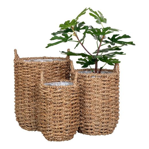 Set di 3 cesti, 31 x 31 x 37 cm, in erba marina naturale | Collezione Hue