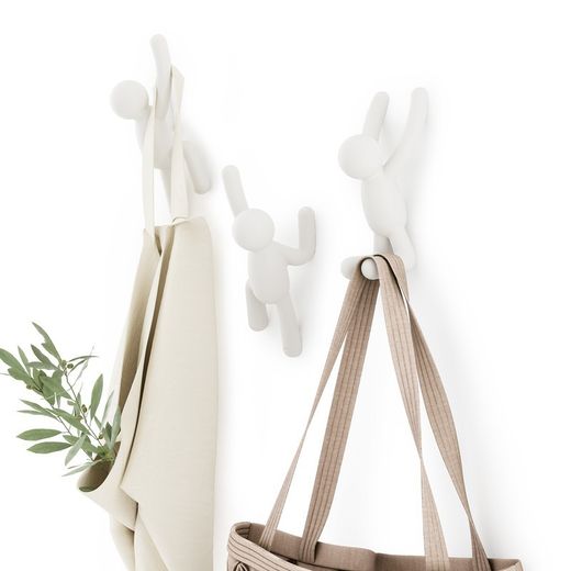 Set di 3 portabastoni, 18 x 8 x 7 cm, in ABS bianco | Collezione Buddy