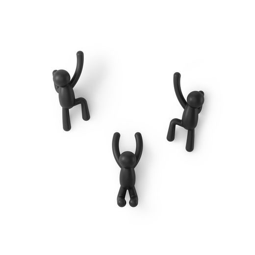 Set di 3 portabastoni, 18 x 8 x 7 cm, in ABS nero | Collezione Buddy