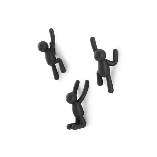 Set di 3 portabastoni, 18 x 8 x 7 cm, in ABS nero | Collezione Buddy
