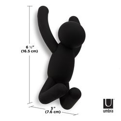 Set di 3 portabastoni, 18 x 8 x 7 cm, in ABS nero | Collezione Buddy