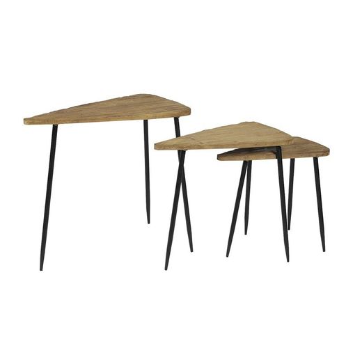 Set di 3 tavolini, L. 40 x 71,5 x 75 cm M. 35,5 x 61,5 x 65 cm S. 30 x 52 x 55 cm, in legno