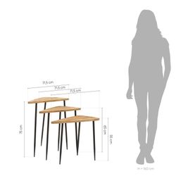 Set di 3 tavolini, L. 40 x 71,5 x 75 cm M. 35,5 x 61,5 x 65 cm S. 30 x 52 x 55 cm, in legno