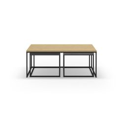 Set di 3 tavolini da salotto, 110-55,8 x 60-48 x 41,8-35,6 cm, in legno nei colori rovere, nero e grigio | Collezione Camelia
