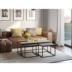 Set di 3 tavolini da salotto, 110-55,8 x 60-48 x 41,8-35,6 cm, in legno nei colori rovere, nero e grigio | Collezione Camelia