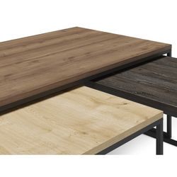 Set di 3 tavolini da salotto, 110-55,8 x 60-48 x 41,8-35,6 cm, in legno nei colori rovere, noce e marrone | Collezione Camelia