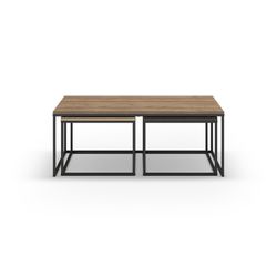 Set di 3 tavolini da salotto, 110-55,8 x 60-48 x 41,8-35,6 cm, in legno nei colori rovere, noce e marrone | Collezione Camelia