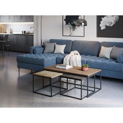 Set di 3 tavolini da salotto, 110-55,8 x 60-48 x 41,8-35,6 cm, in legno nei colori rovere, noce e marrone | Collezione Camelia