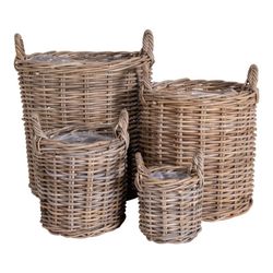 Set de 4 cestas, 50 x 50 x 58 cm, de ratán en natural | Colección  Caor