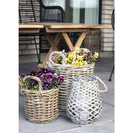 Set di 4 cestine, 50 x 50 x 58 cm, in rattan naturale | Collezione Caor