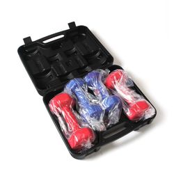 Set di 4 manubri, 33 x 12 x 39 cm, in metallo e plastica, blu e rosso | Collezione Serie 500