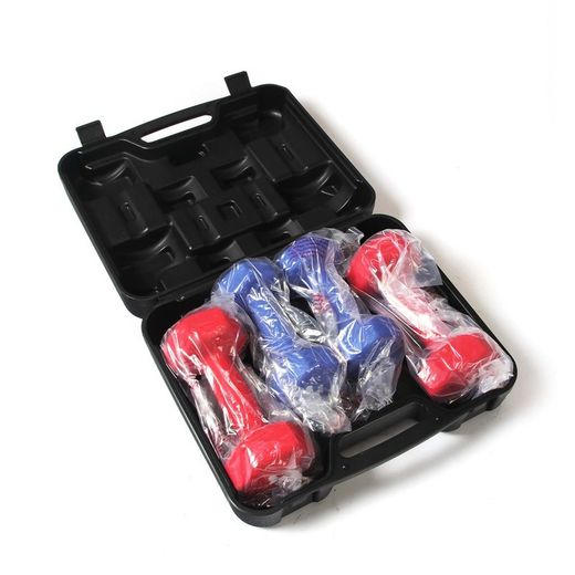 Set di 4 manubri, 33 x 12 x 39 cm, in metallo e plastica, blu e rosso | Collezione Serie 500