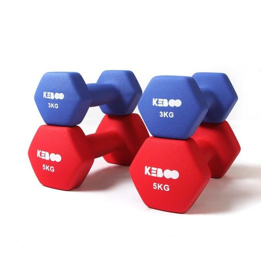 Set di 4 manubri, 33 x 12 x 39 cm, in metallo e plastica, blu e rosso | Collezione Serie 500