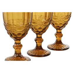 6er-Set Wassergläser aus Kristall, 8,7 x 8,7 x 17 cm, Bernsteinfarben | Kollektion Classic Garbo